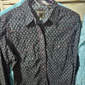 Roper Black and White Button Down Shirt